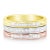 Contemporary 10K Yellow, White and Rose Gold over .925 Sterling Silver 5/8 Cttw Diamond Channel-Set Stackable Band Ring Set (H-I Color, I1-I2 Clarity) - Size 7 For Sale - Image 3 of 7