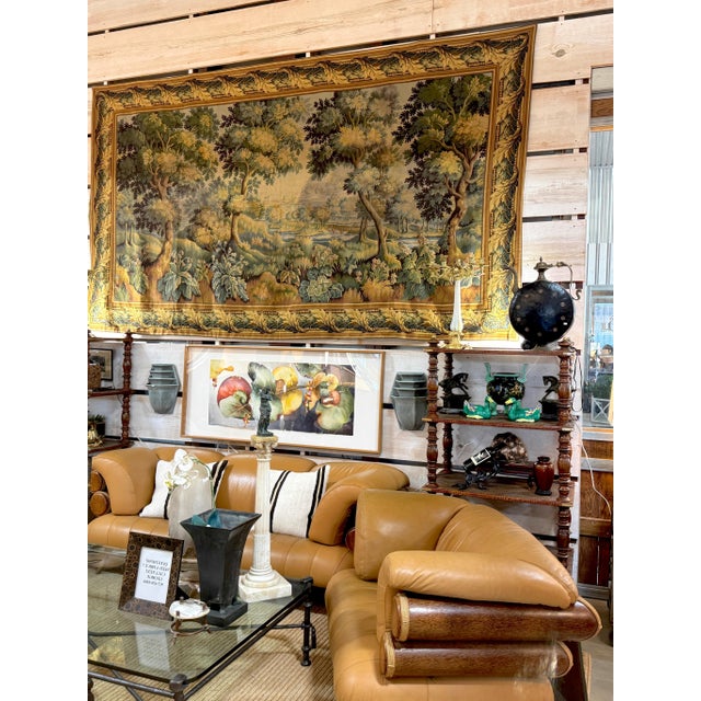 Monumental French Aubusson-Style Verdure Tapestry by Les Tapisseries d’Halluin For Sale - Image 9 of 18