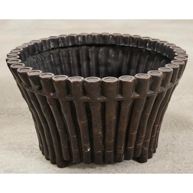 Set of Three Bronzed Faux-Bamboo Jardinières or Planters For Sale - Image 15 of 17