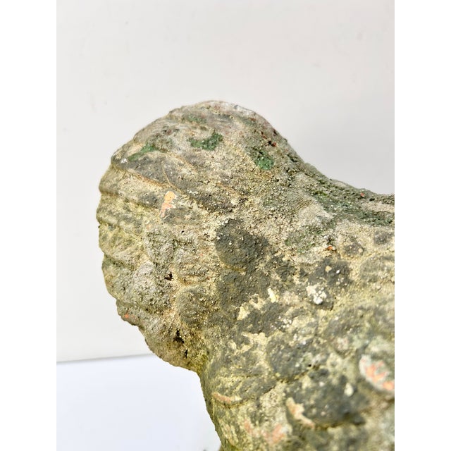 Vintage Moss-Covered Terracotta Rooster Garden Sculpture For Sale - Image 9 of 10