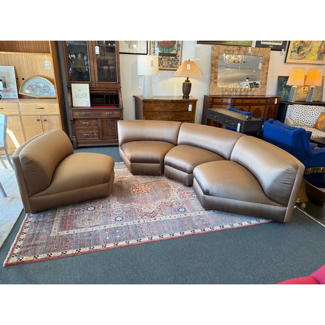 Early 21st Century Richard Andronaco Golden Bronze Silk Serpentine Sectional For Sale - Image 5 of 18