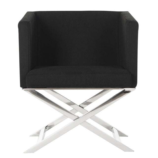 Metal Modular Chrome Cross Leg Chair in Black For Sale - Image 7 of 7