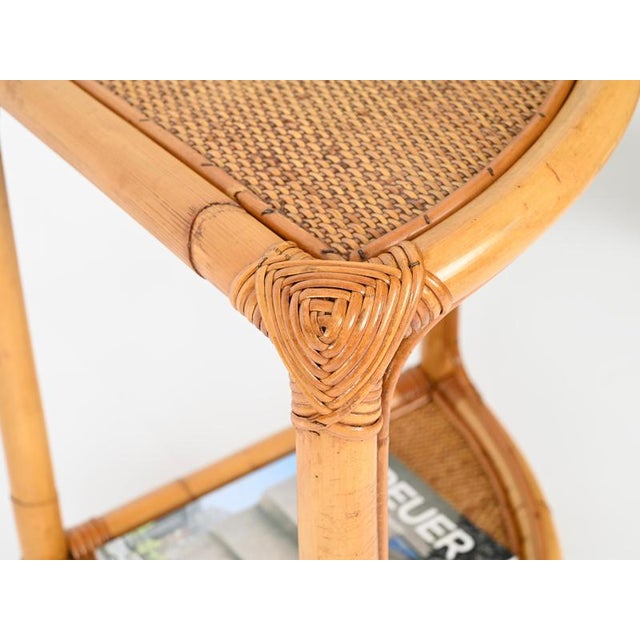 1970s French Riviera Nightstands or Side Tables in Bamboo Rattan, Italy, 1970s, Set of 2 For Sale - Image 5 of 15