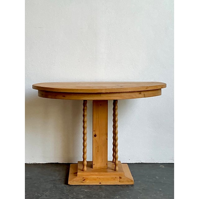 Tan Vintage Knotty Pine Turned Wood Side Table For Sale - Image 8 of 12