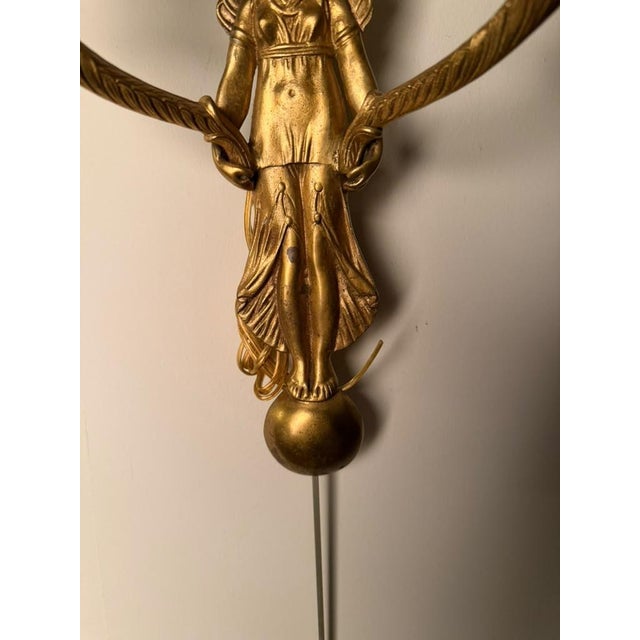 Metal 19th Century French Neoclassical Style Bronze Angel Sconces - Pair For Sale - Image 7 of 12