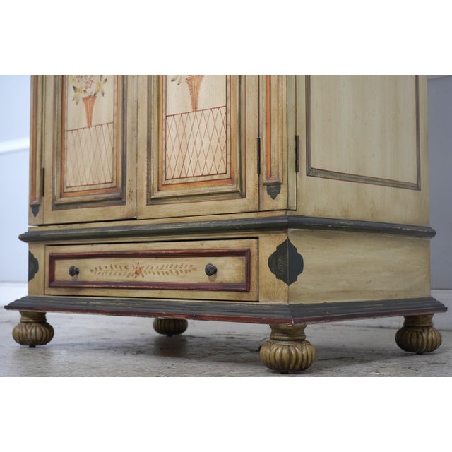 White Habersham Style Hand Painted Armoire Tv Unit For Sale - Image 8 of 16