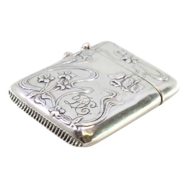 Silver Matchbox with Embossed Floral Motifs For Sale