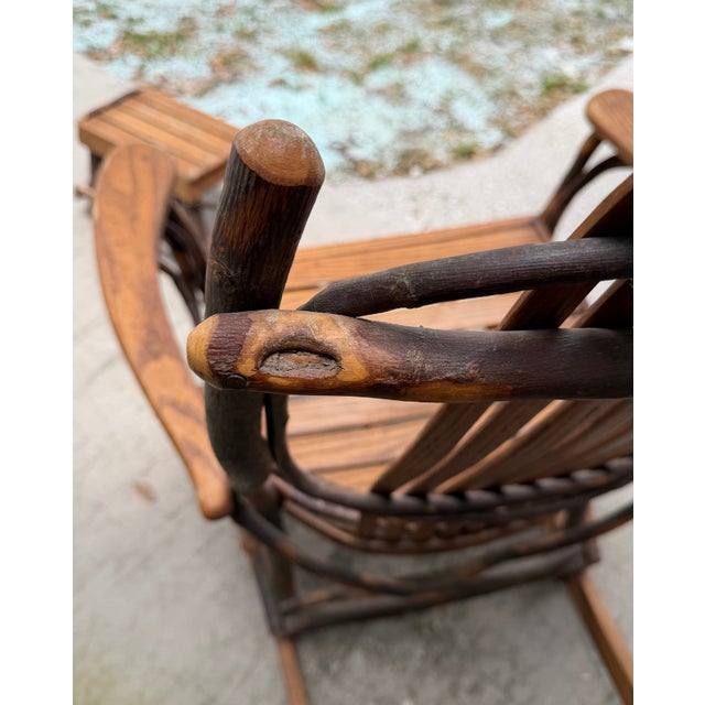 Late 20th Century Handcrafted Rustic Hickory Twig Rocking Chair With Matching Footstool Adirondack Lodge Style For Sale - Image 18 of 18
