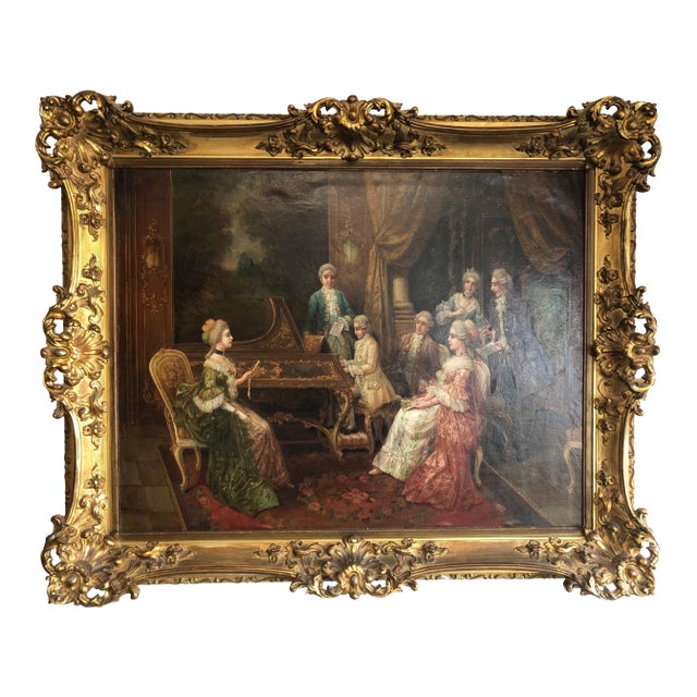 Hans Pinggera "An Evening Recital" Original Oil Painting C.1940 For Sale