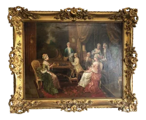 Hans Pinggera "An Evening Recital" Original Oil Painting C.1940