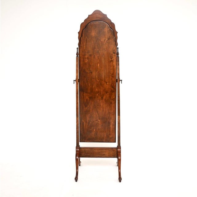 Wood Antique Free Standing Cheval Mirror in Burr Walnut, 1890 For Sale - Image 7 of 9