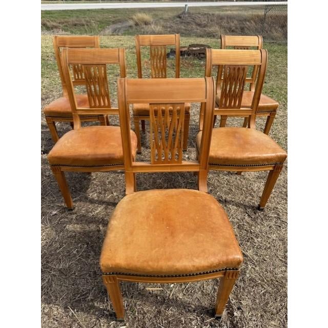Fine 19th Century Neoclassical Style Leather Dining Chairs - Set of 6 For Sale - Image 6 of 16