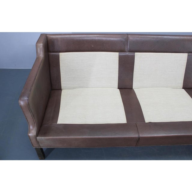 Mid-Century Danish Three-Seat Brown Leather Sofa, 1970s For Sale - Image 11 of 18