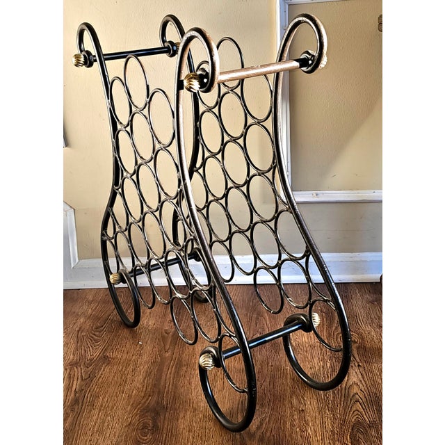 French 20th Century French Wrought Iron and Brass Wine Rack For Sale - Image 3 of 8