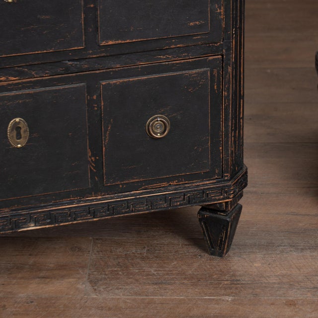 Pair of 19th Century Swedish Gustavian Black Painted Chests of Drawers For Sale - Image 9 of 16