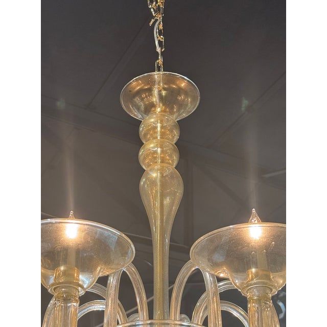 Murano Gold Glass 8 Arm Chandelier For Sale In Dallas - Image 6 of 6