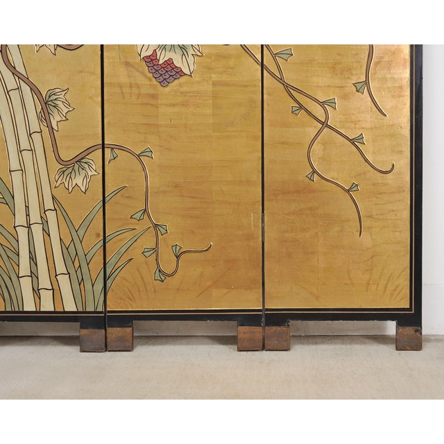 Chinese Export Flora and Fauna Gilt Coromandel Screen 8 Ft For Sale - Image 10 of 18