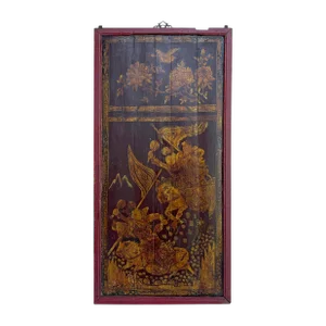 Vintage Chinese Wood Copper Color Warriors Scenery Wall Plaque Panel