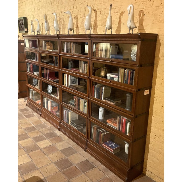 Bookshelf in Oak from Globe Wernicke, 19th Century, Set of 4 For Sale - Image 4 of 12