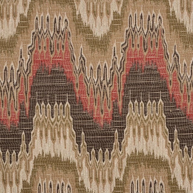 Traditional Schumacher Elio Flamestitch Fabric In Ruby For Sale - Image 3 of 5