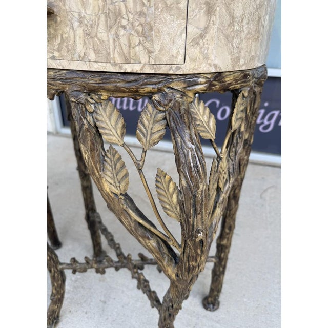 Late 20th Century Pair of Tessellated-Faux Marble One-Drawer Tables With Metal Tree Branch Bases For Sale - Image 12 of 15