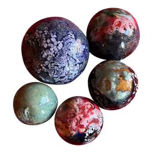 Modernist Mid-Century Sculpture of Experimental Glazed Pottery Moon Balls - Set of 5