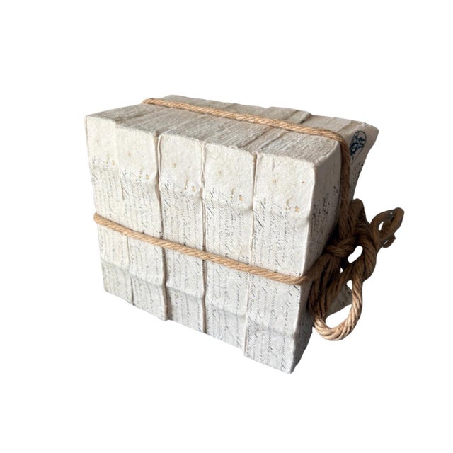 Linen Restoration Hardware Petite Tomes Parchment Handcrafted Decorative Books – Set of 5 For Sale - Image 8 of 12