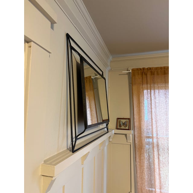 Vintage Sculptural Wrought Iron Floating Frame Wall Mirror For Sale - Image 10 of 14