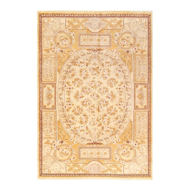 Mogul, One-of-a-Kind Hand-Knotted Area Rug - Ivory, 6' 1" x 8' 9" For Sale