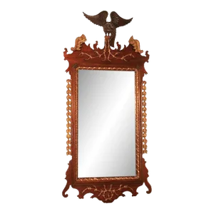Antique Chippendale Style Mahogany and Giltwood Phoenix Bird Large Wall Mirror