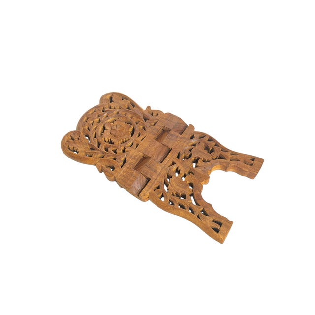 Vintage Hand Carved Anglo Indian Folk Art Book Stand Easel For Sale - Image 6 of 7