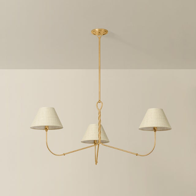 Traditional Hudson Valley Lighting Dekalb 48 in. 3 Light Chandelier in Vintage Gold Leaf Finish For Sale - Image 3 of 8