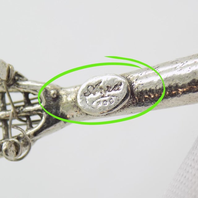 Metal Vintage Italian Handmade Genuine Silver Classic Guitar Figurine Miniature, Made by Arpa Silversmith in Tuscany For Sale - Image 7 of 10