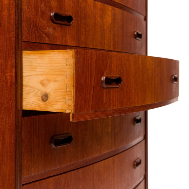 1960s Vintage Danish Mid-Century Teak Six Drawer Tallboy Dresser For Sale - Image 5 of 8