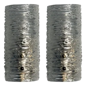 Pair of Carl Fagerlund, Textured Glass, Brass, Wall Lights, Sweden, 1960s