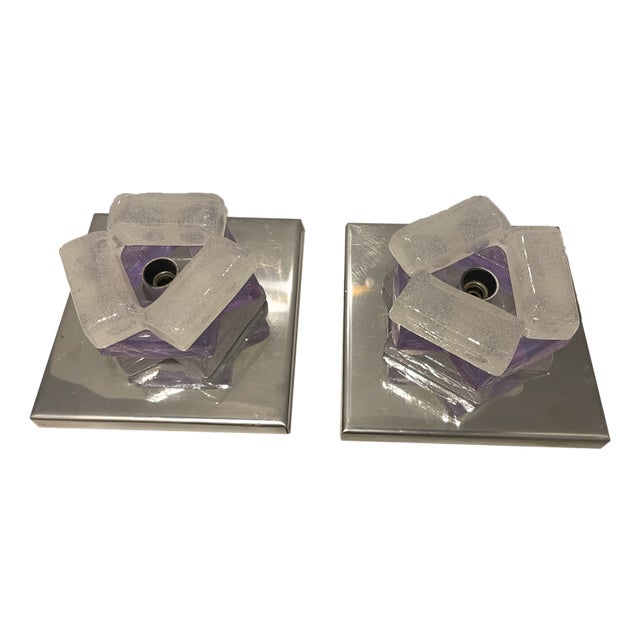 Italian Murano Glass Sconces by Albano Poli for Poliarte, 1970s , Set of 2 For Sale