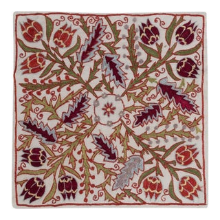19"x19" Silk Embroidery Cushion Cover. Modern Handmade Throw Pillow Cover For Sale