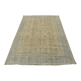 Tabriz Rug 10′ X 12’2” Pink Wool Vintage Distressed Hand-Knotted Carpet For Sale