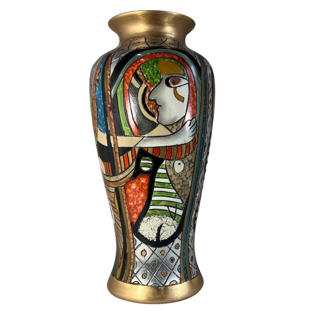 19 In. Tall Vintage Alexander Kalifano Picasso Inspired Vase Two Distinct Abstract Human Profiles. For Sale - Image 13 of 17
