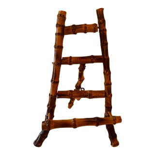 Vintage Tortoise Bamboo Table Easel 10" Tall For Sale