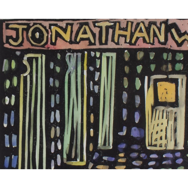 Green 1998 “Shower Poster” Signed Limited Edition Linocut by Jonathan Weinberg For Sale - Image 8 of 10