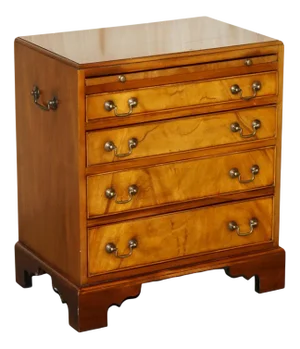 Military Campaign Nightstand in Walnut and Brown Leather
