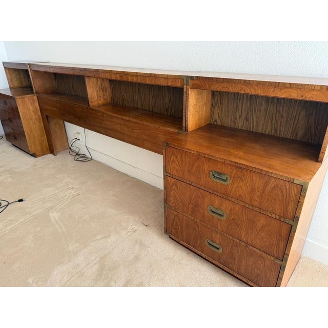 Mid-Century Modern Mid-Century Modern Dixie Act II Campaign King Headboard With Matching Nightstands For Sale - Image 3 of 5