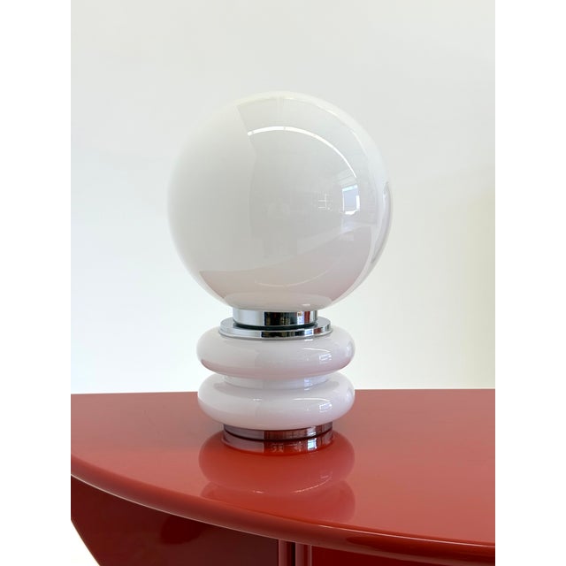 1970s Space Age Spherical White Glass Table Lamp, 1970s For Sale - Image 5 of 6