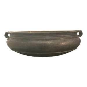 Large 19th Century Indian Patinated Bronze Urli Dish With Handles