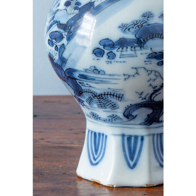 Blue Dutch Blue & White Chinoiserie Lidded Jar, 1600s For Sale - Image 8 of 11