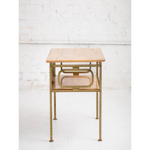 Hammered Brass & Marble End Tables / Nightstands Attributed to Luciano Frigerio, a Pair For Sale In New York - Image 6 of 14