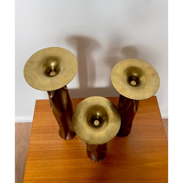 Copper 1970s Thomas Roy Markusen Brutalist Copper Candle Holders - Set of 3 For Sale - Image 8 of 8