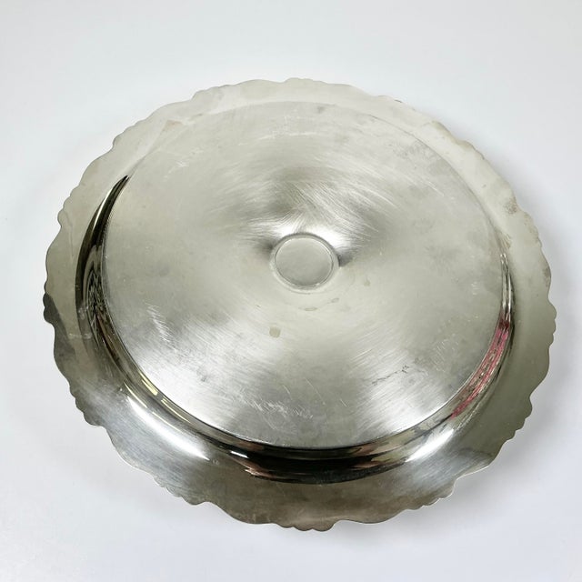 Mid-Century Hollywood Regency Traditional Baroque Oneida Silverplate Tray With Attached Dip Bowl For Sale - Image 9 of 9