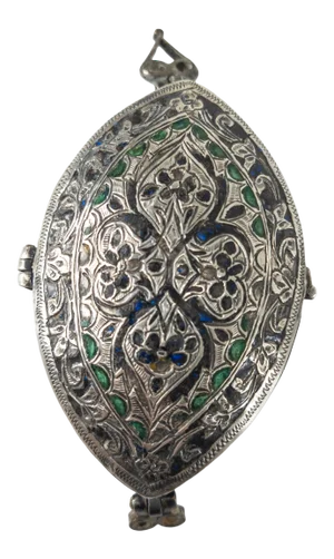 Antique Enameled Silver Middle Eastern Islamic Quran Box